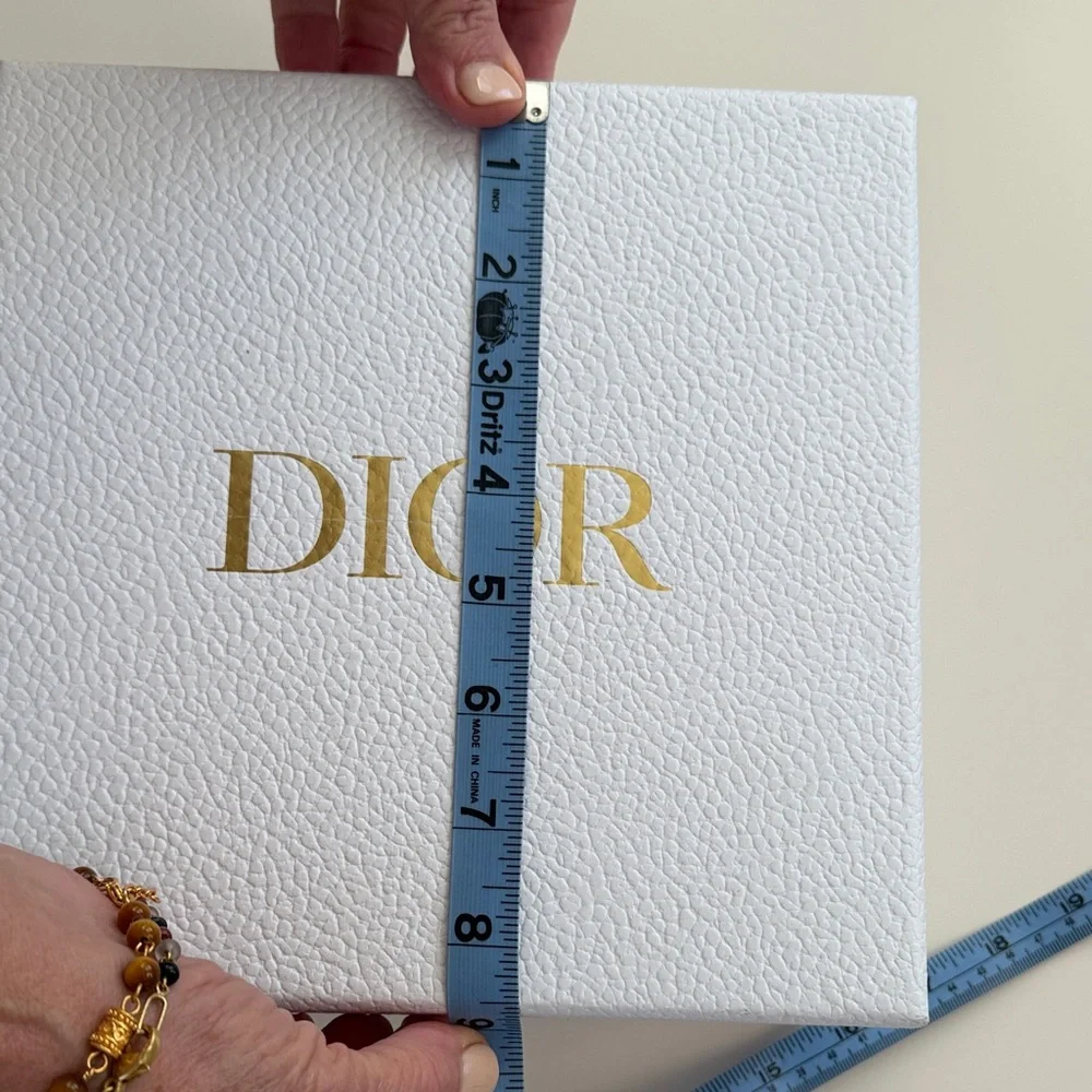 Dior White Gift Box with Gold Logo and Branded Ribbon Fill